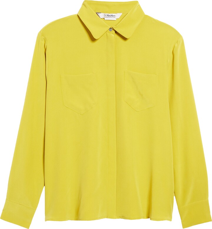 Max Mara Norma Silk Button-Up Shirt - ShopStyle Tops