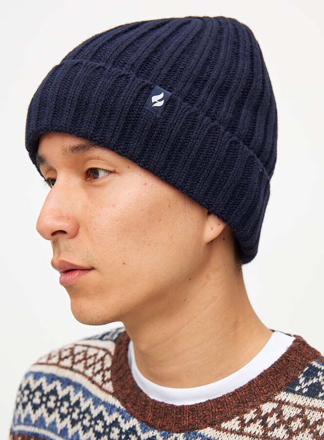 Tu Men's Heat Holders® Navy Ribbed Beanie Hat One Size ShopStyle