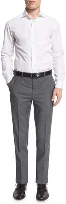 Ralph Lauren Flat-Front Wool Trousers, Light Gray