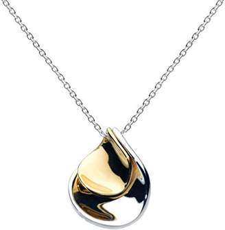 Kit Heath Sterling Silver and Yellow Gold Plated Double Petal Necklace on 18 inch/46 cm Chain