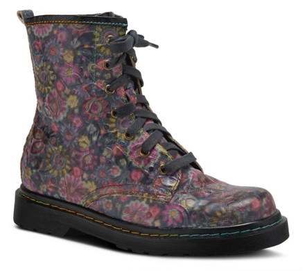 purple velvet combat boots