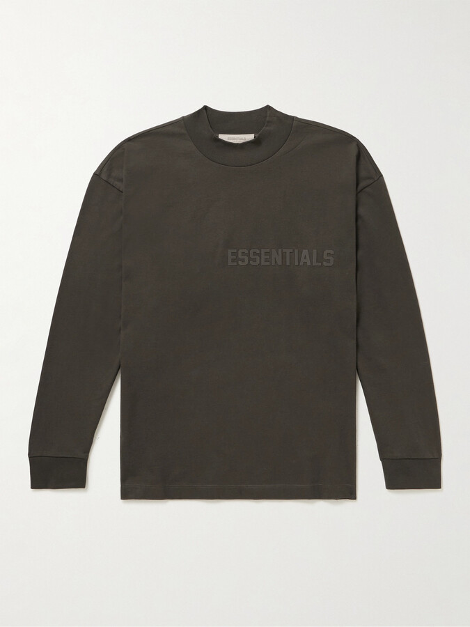 Essentials Logo-Appliquéd Cotton-Jersey Mock-Neck T-Shirt - ShopStyle