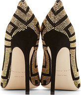 Thumbnail for your product : Brian Atwood Black & Gold Suede Perforated Alis Pump