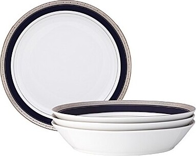 Noritake Crestwood Cobalt Platinum Collection Coupe Dinner Bowls Set Of 4