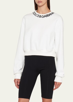 Dolce & Gabbana Jersey Pullover Top w/ Logo Collar