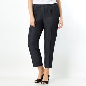 Taillissime Cropped Denim-Look Trousers with Elasticated Waist