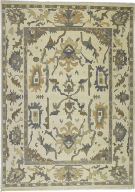 ADMINRUGS Cream Floral Traditional 10X14 Handmade Oushak Chobi Oriental Rug