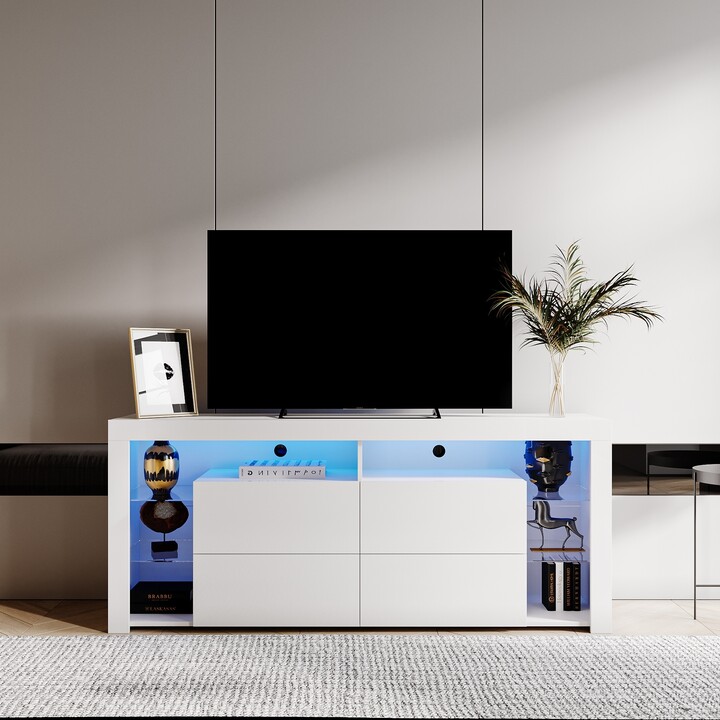 Modern contracted LED TV with Storage Drawers，4 Storage