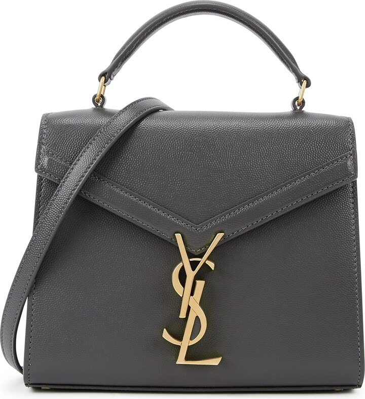 Saint Laurent Cassandra Mini Grey Leather Top Handle Bag ShopStyle