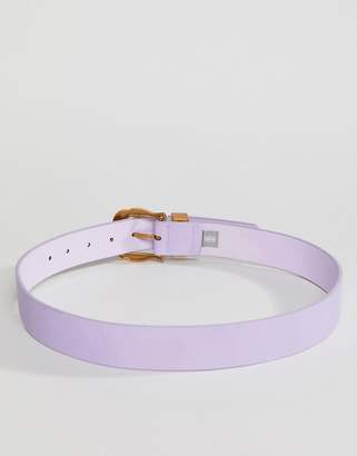 ASOS Design Lilac Western Belt with Old Gold Buckle