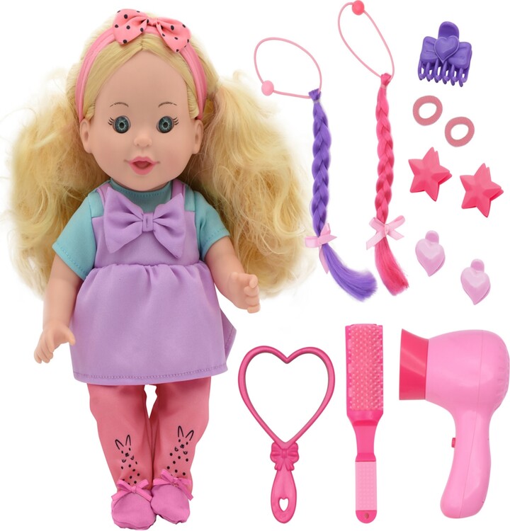 Lil Tots Talking Hair Styling Playset 16 Piece 12" Doll Playset, New