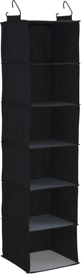 Household Essentials 6 Shelf Hanging Closet Organizer, Hanging Closet Shelf, Fabric Poly Linen and PEVA Shelving