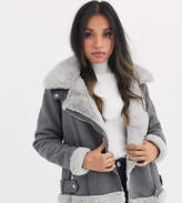 Thumbnail for your product : Vero Moda Petite wool mix aviator jacket in grey