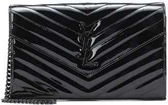 black patent leather envelope clutch