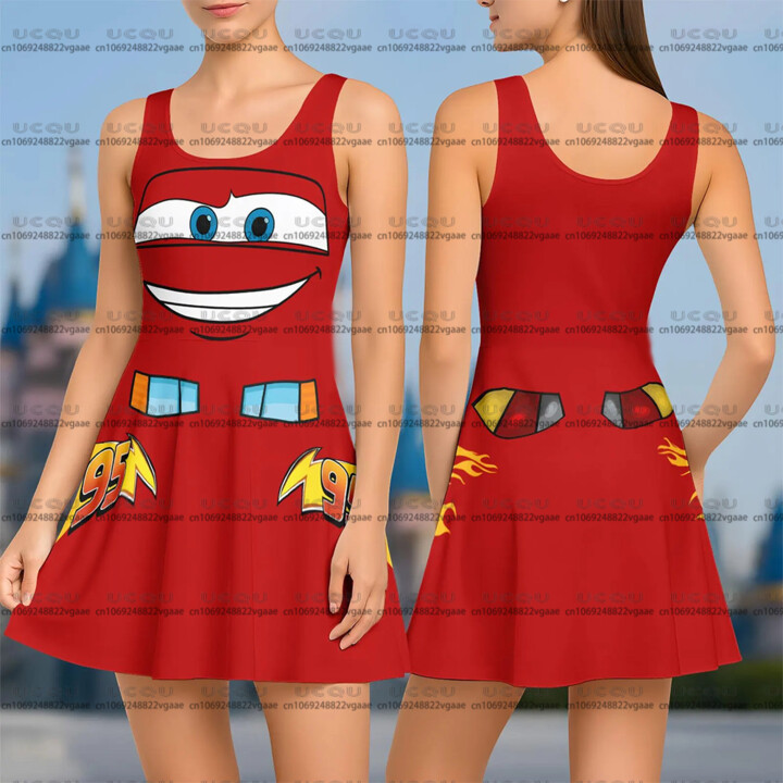Girls MINISO Camisole Pixar T Shirt Disney Sexy Skirt Toy Story Tank Tee Toy Story Crop Top Gift Y2k Cosplay Dress 95 McQueen