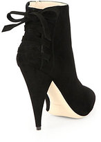 Thumbnail for your product : Miu Miu Suede Back-Tie Ankle Boots