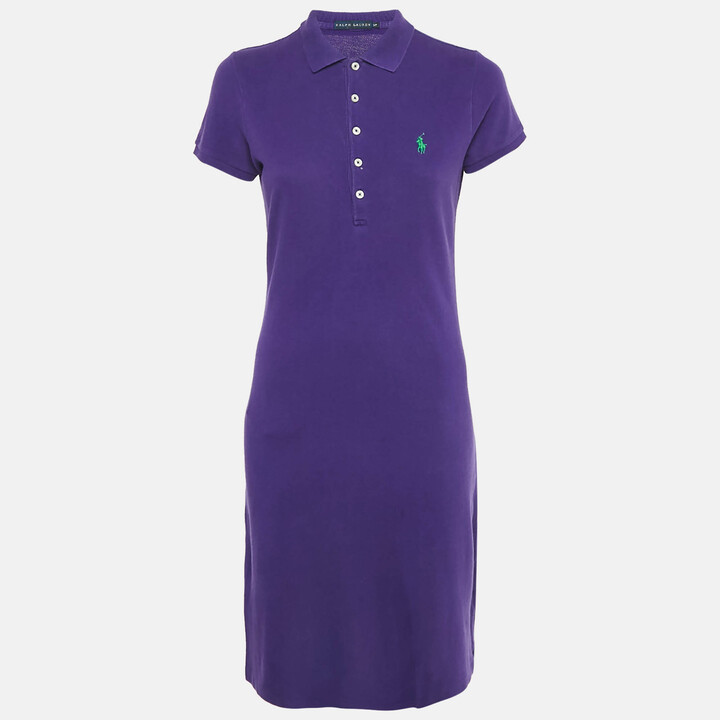 Ralph Lauren Purple Logo Embroidered Cotton Mini Polo T-Shirt Dress S