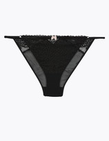Thumbnail for your product : Marks and Spencer Leopard Lace Tanga Brazilian Knickers