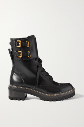 See by Chloe Mallory Buckled Leather Ankle Boots - Black