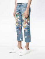 Thumbnail for your product : Palm Angels distressed painted jeans - men - Cotton/Polyester - 30