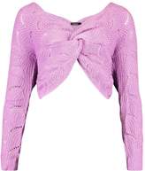 Thumbnail for your product : boohoo Pointelle Twist Front Jumper