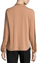 Thumbnail for your product : Kobi Halperin Tara Fringed Tie-Neck Stretch-Silk Blouse, Copper