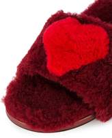 Thumbnail for your product : Anya Hindmarch Flat Shearling Heart Slides