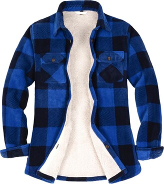 Womens Sherpa Fleece Lined Flannel Shirt Jacket Warm Button Up