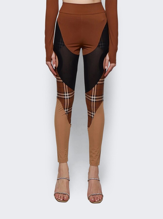 Checked Stretch-Jersey Leggings