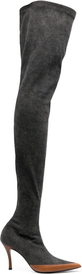 grey thigh high heels