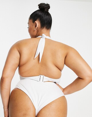 ASOS Curve ASOS DESIGN Curve mix and match deep hipster bikini bottom in white