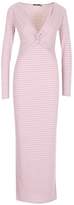 Thumbnail for your product : boohoo Rib Plunge Knot Front Stripe Maxi Dress