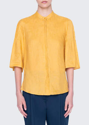 Akris Punto Washed Linen Bell-Sleeve Shirt