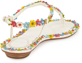 Rene Caovilla Lace & Floral Thong Sandal, Multi