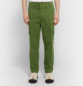 Thumbnail for your product : The Elder Statesman Tapered Cotton-corduroy Cargo Trousers - Green