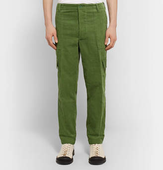 The Elder Statesman Tapered Cotton-corduroy Cargo Trousers - Green