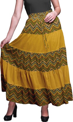 Bimba Printed Maxi Skirts Women Bohemian Gypsy Style Long Cotton Skirt