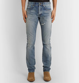 Thumbnail for your product : Saint Laurent Slim-Fit Distressed Denim Jeans