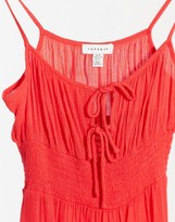Thumbnail for your product : Topshop ruche front mini dress in red