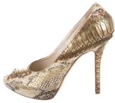 Thumbnail for your product : Christian Dior Embossed Peep-Toe Pumps