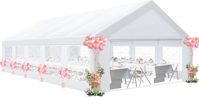 SANOPY 16×32FT Heavy Duty Party Tent With 8 Removable Sidewalls Wedding Tent