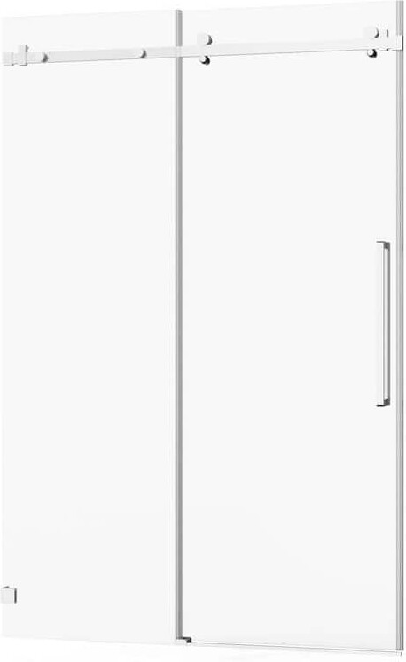 LIVACA 48 in. W x 72 in. H Sliding Frameless Shower Door in Chrome Finish with Clear Tempered Glass and Easy-Clean Coating
