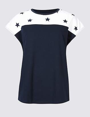 M&S Collection Pure Cotton Star Print Short Sleeve T-Shirt