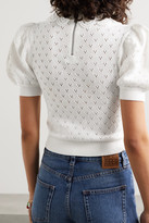 Thumbnail for your product : Alice + Olivia Alice Olivia - Annalyn Crochet-trimmed Pointelle-knit Wool-blend Sweater - Cream