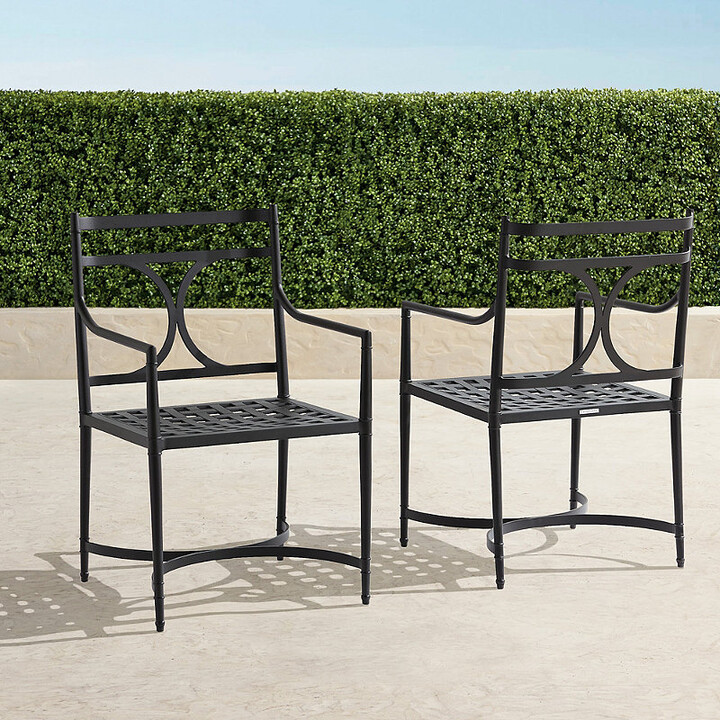 Set of 2 Angelina Dining Arm Chairs in Jet Black Aluminum