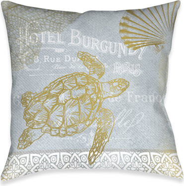Laural Home Azure Coastal Turtle Outdoor Pillow
