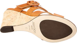 Jimmy Choo Delila 85 Leather Cork Wedge Sandal