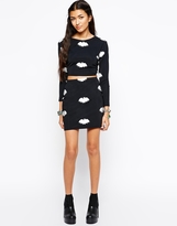 Thumbnail for your product : Your Eyes Lie Mini Body-Conscious Skirt With All Over Bat Print Co-Ord