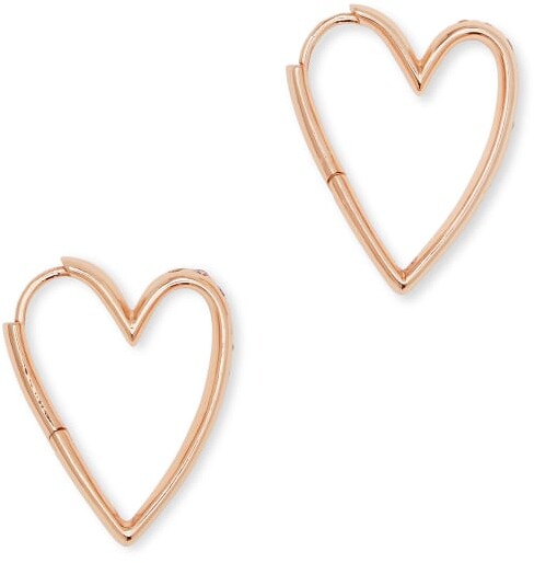 Decorative heart hoop earrings in Rose Gold