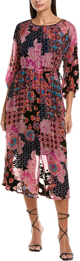 Verronah Burnout Velvet Silk-Blend Midi Dress